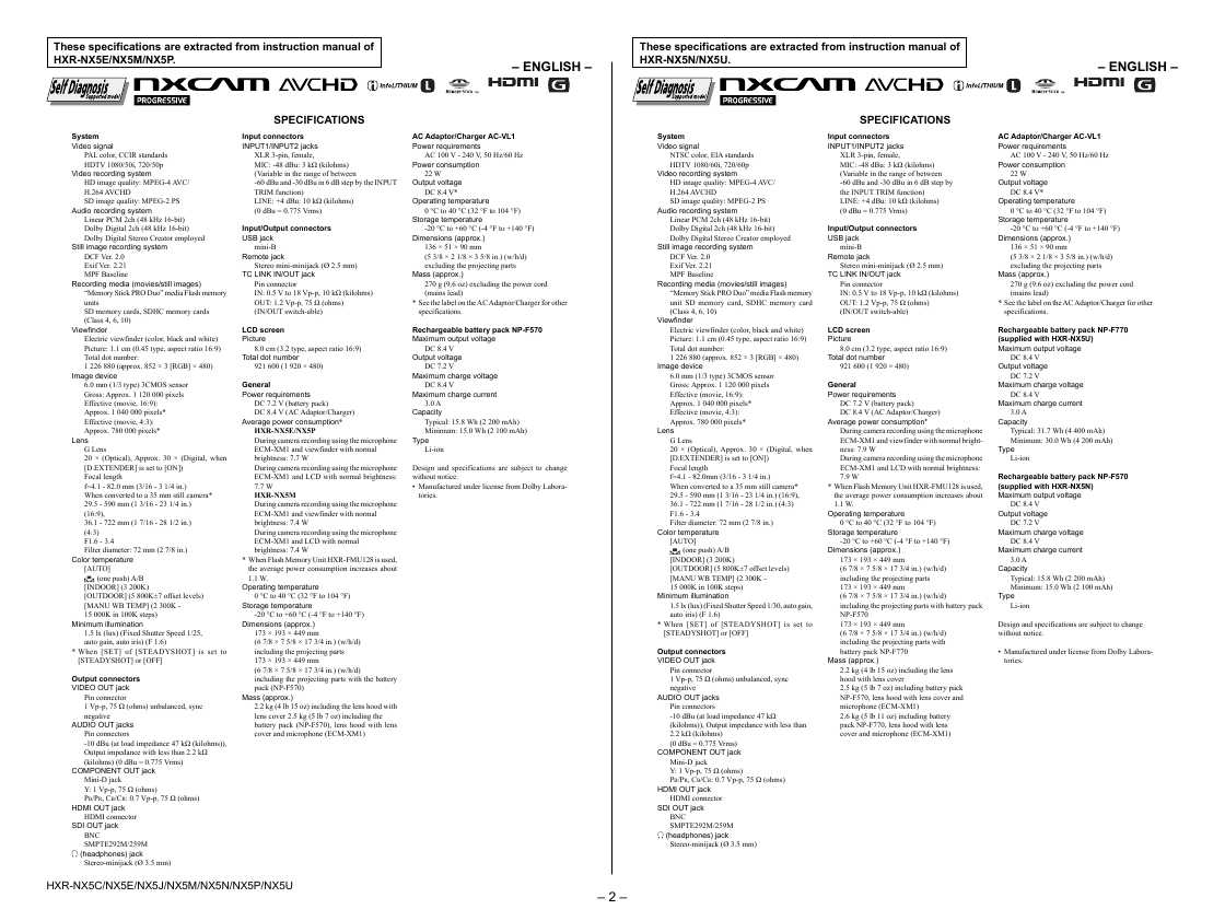 Сервисная инструкция Sony HXR-NX5E, HXR-NX5P, HXR-NX5U