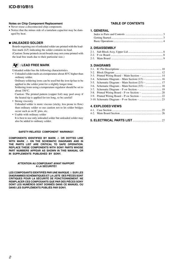 Сервисная инструкция Sony ICD-B10, ICD-B15