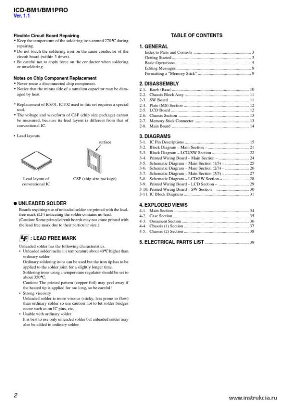 Сервисная инструкция SONY ICD-BM1, BM1PRO V1.1