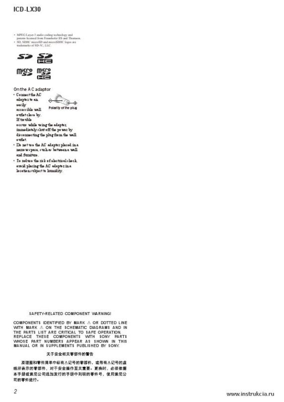 Сервисная инструкция SONY ICD-LX30