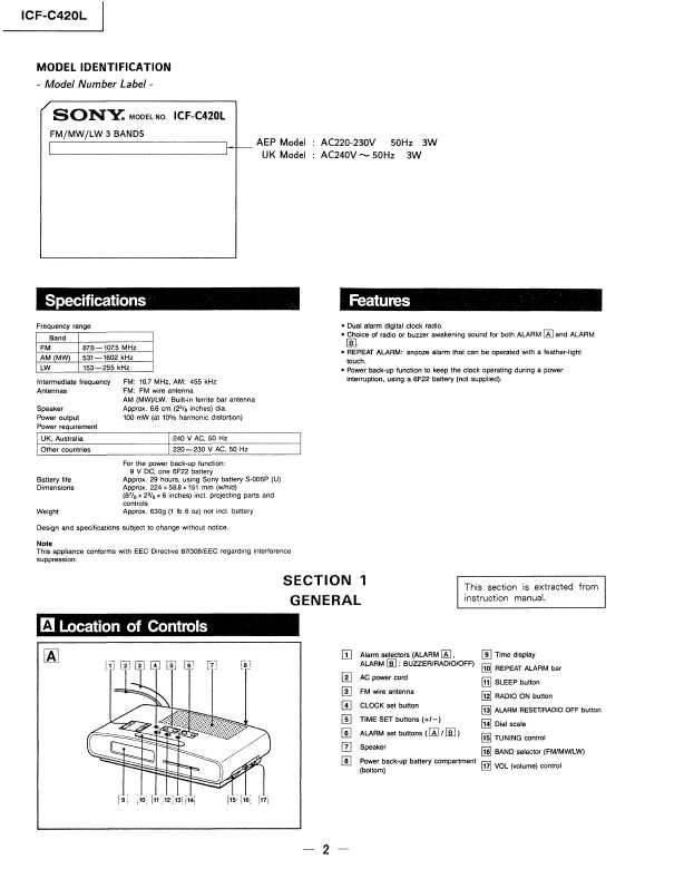 Сервисная инструкция Sony ICF-C420L