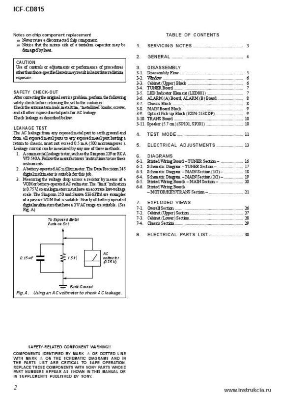 Сервисная инструкция SONY ICF-CD815