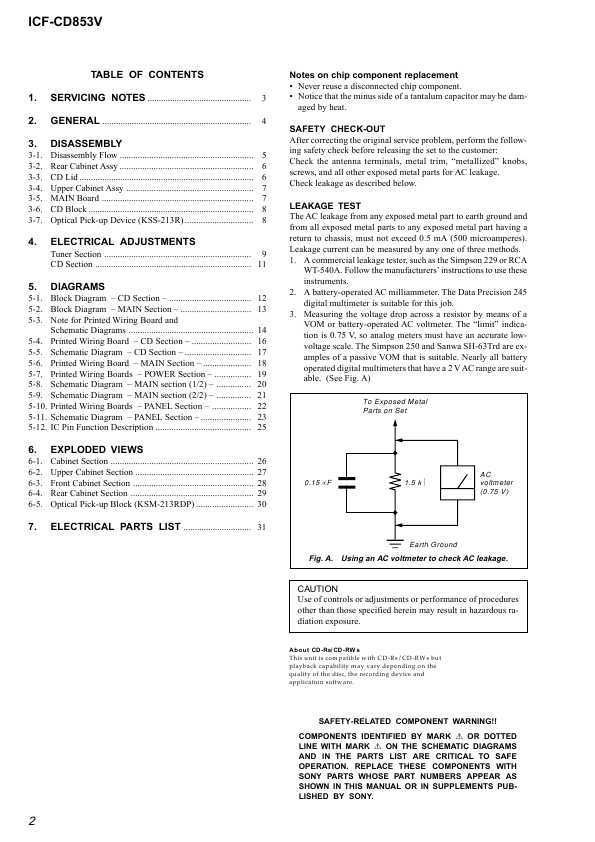 Сервисная инструкция Sony ICF-CD853V