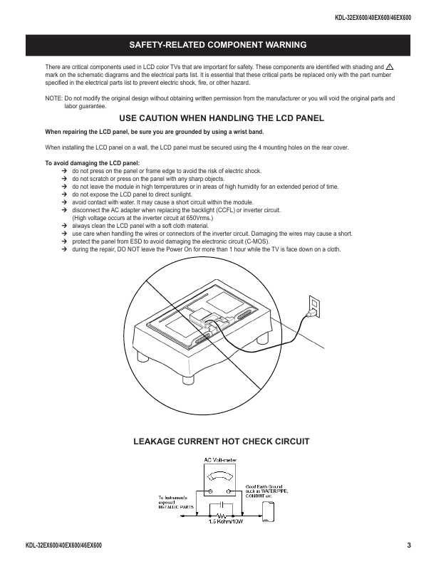 Сервисная инструкция Sony KDL-32EX600, KDL-40EX600, KDL-46EX600 Level 3