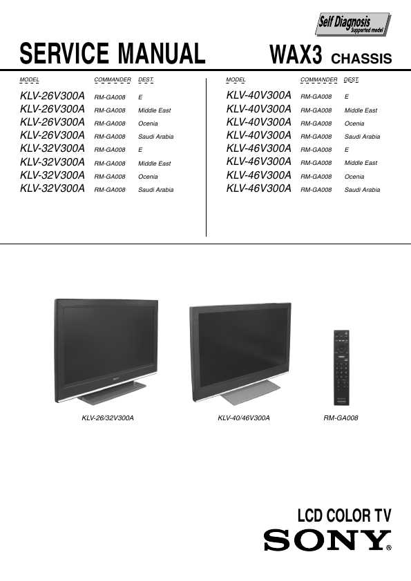Сервисная инструкция Sony KLV-26V300A, KLV-32V300A, KLV-40V300A, KLV-46V300A, WAX3