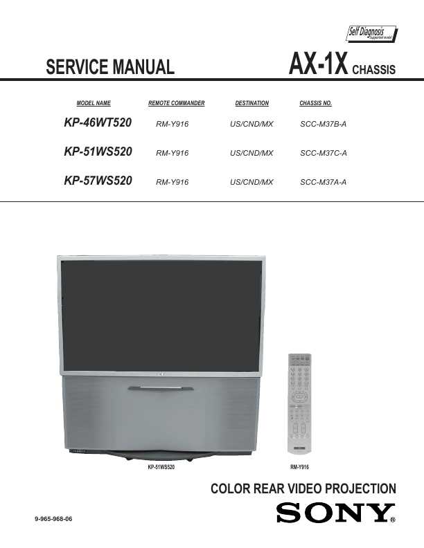 Сервисная инструкция Sony KP-46WS520, KP-51WS520, KP-57WS520, AX-1X chassis