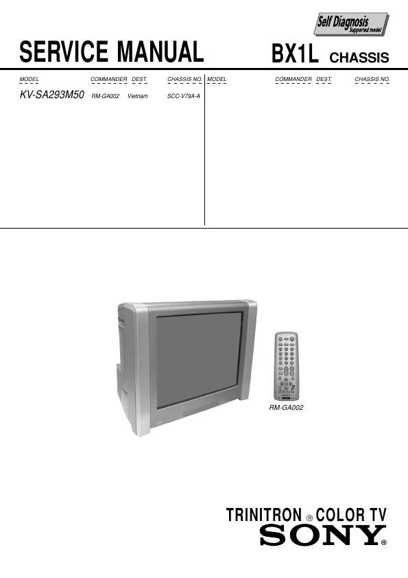 Сервисная инструкция Sony KV-SA293M50 BX1L