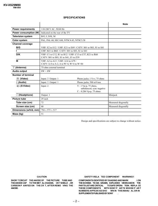 Сервисная инструкция Sony KV-XS29M80, BG-3G