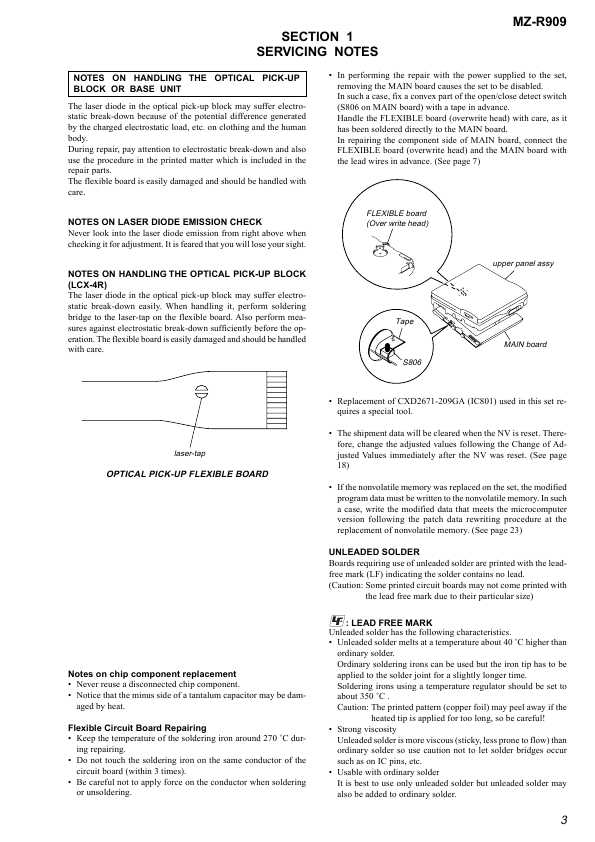 Сервисная инструкция Sony MZ-R909
