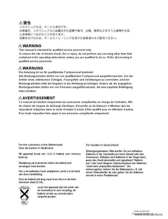 Сервисная инструкция SONY PCSA-CG70