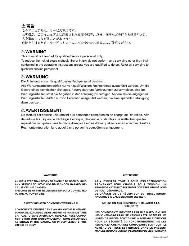 Сервисная инструкция Sony PFM-42B2E