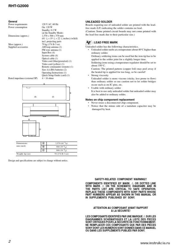 Сервисная инструкция SONY RHT-G2000