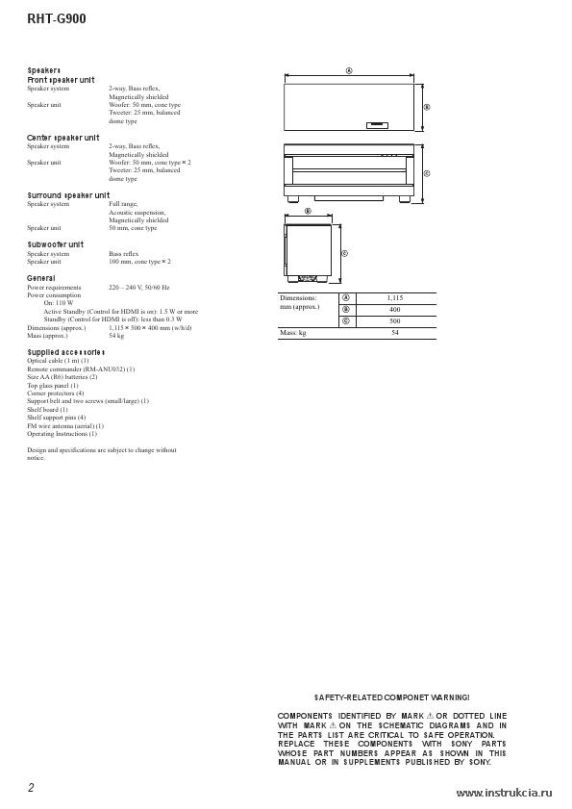 Сервисная инструкция SONY RHT-G900