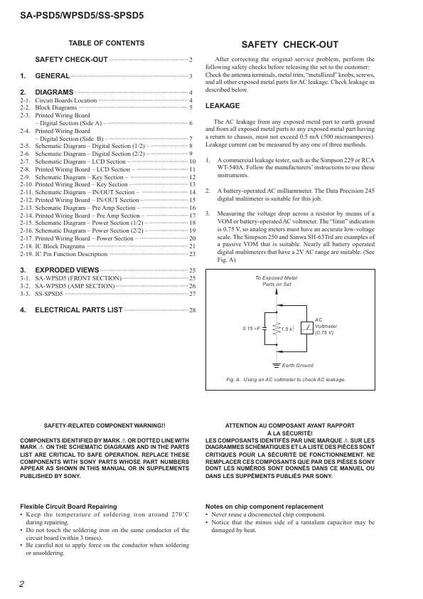 Сервисная инструкция Sony SA-PSD5, SA-WPSD5, SS-SPSD5