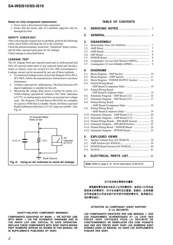 Сервисная инструкция Sony SA-WSIS10 SS-IS10