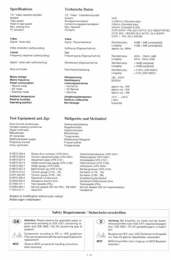 Сервисная инструкция Sony SLV-425CP VP AE UB, SLV-427VC