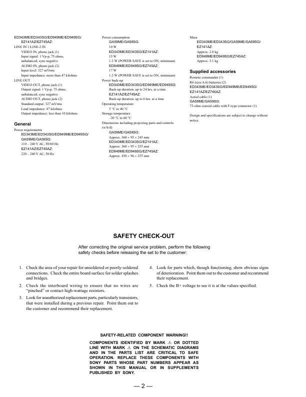 Сервисная инструкция Sony SLV-ED343, SLV-ED949, SLV-EZ141, SLV-EZ745, SLV-GA59ME, SLV-GA59SG