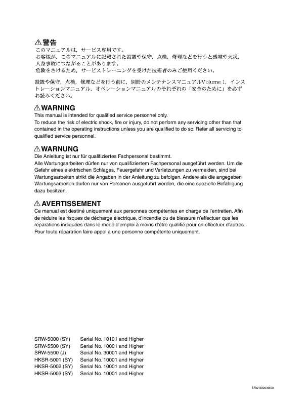 Сервисная инструкция Sony SRW-5000, SRW-5500, VOL.4
