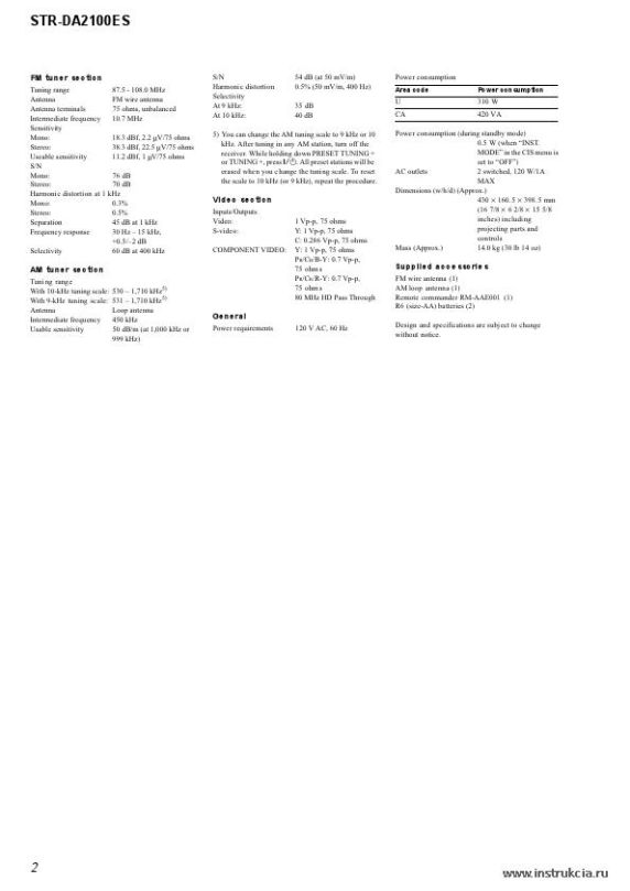 Сервисная инструкция SONY STR-DA2100ES V1.2