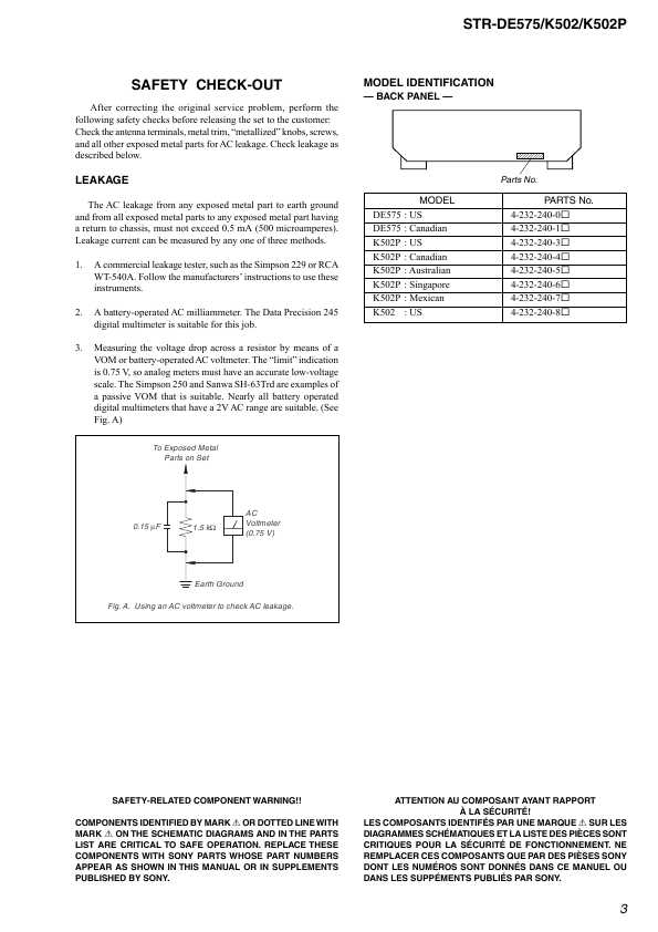 Сервисная инструкция Sony STR-DE575, STR-K502, STR-K502P