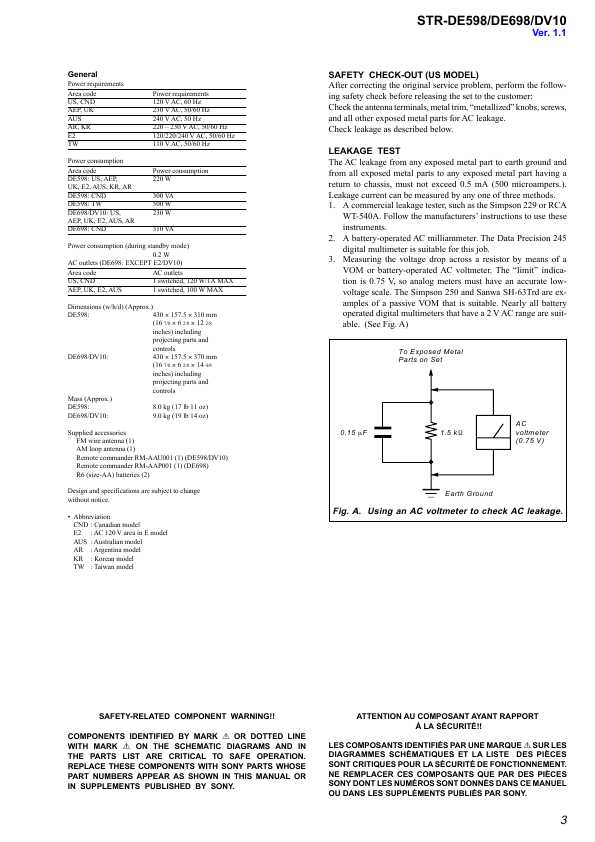 Сервисная инструкция Sony STR-DE598, STR-DE698, STR-DV10