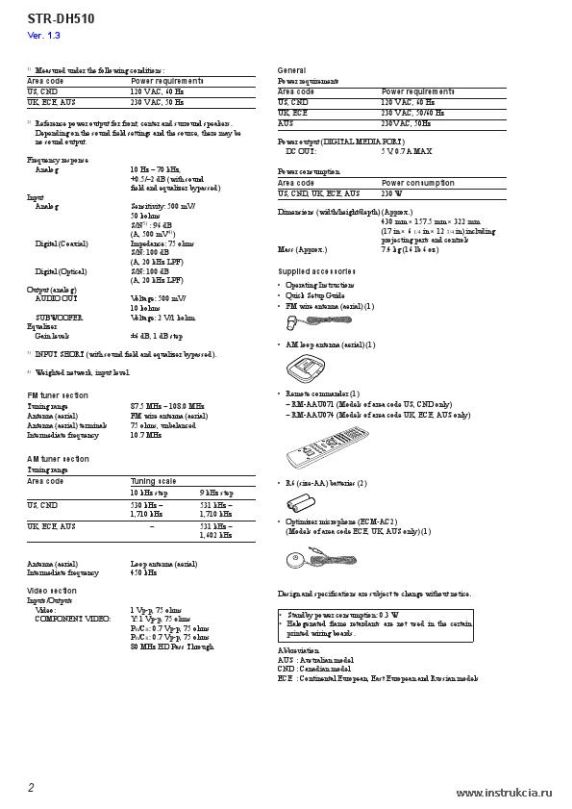 Сервисная инструкция SONY STR-DH510 VER.1.3