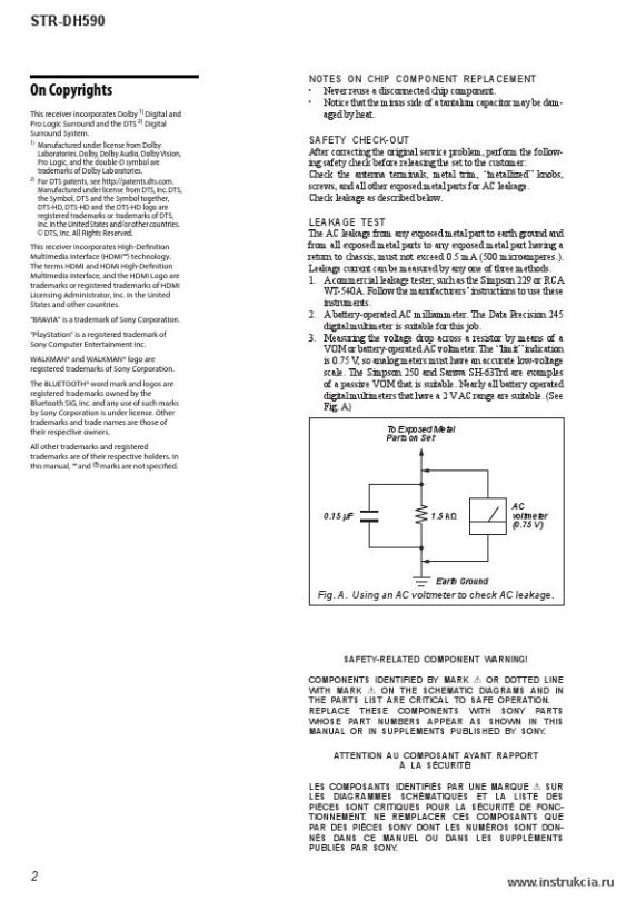 Сервисная инструкция SONY STR-DH590
