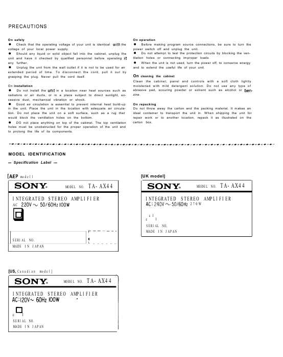 Сервисная инструкция Sony TA-AX44