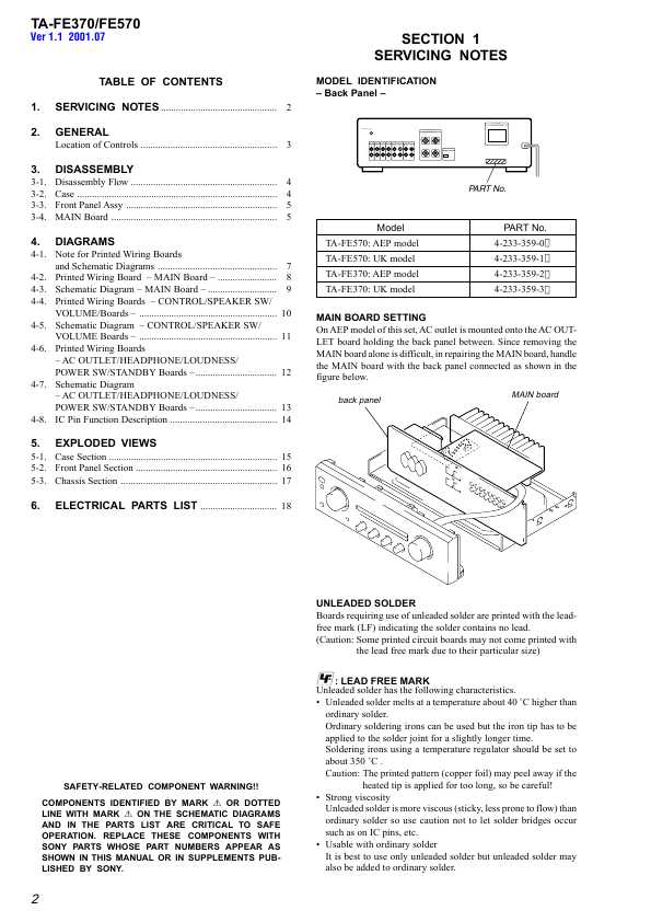 Сервисная инструкция Sony TA-FE370, TA-FE570