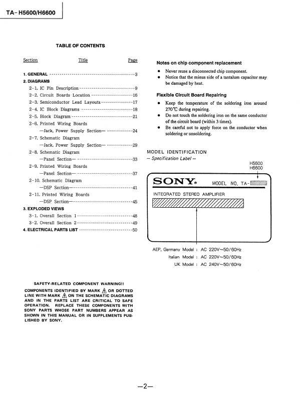 Сервисная инструкция Sony TA-H5600, TA-H6600
