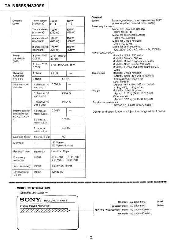 Сервисная инструкция Sony TA-N55ES, TA-N330ES