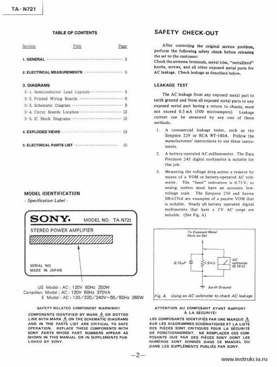 Сервисная инструкция SONY TA-N721