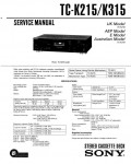 Сервисная инструкция Sony TC-K215, TC-K315