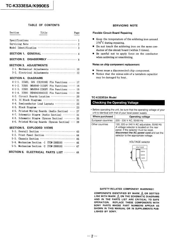 Сервисная инструкция Sony TC-K333ESA, TC-K990ES