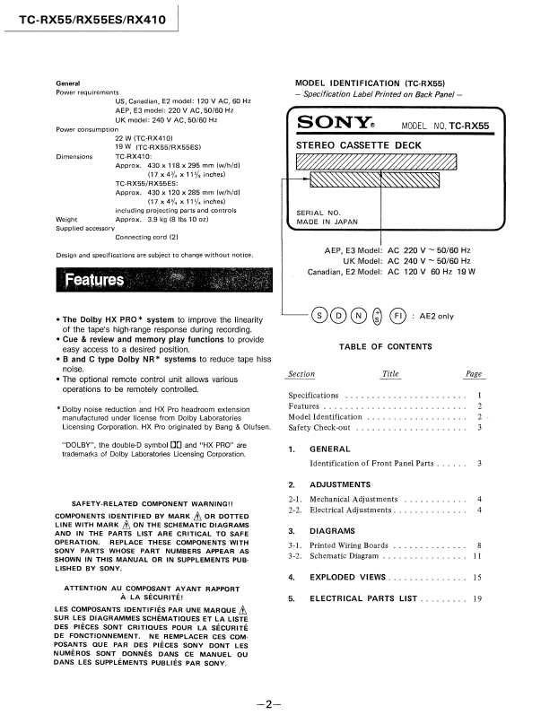 Сервисная инструкция Sony TC-RX55, TC-R55ES, TC-R410