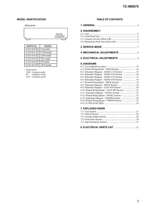 Сервисная инструкция Sony TC-WE675