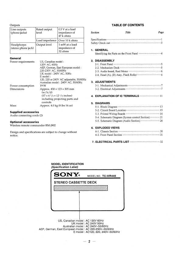 Сервисная инструкция Sony TC-WR445