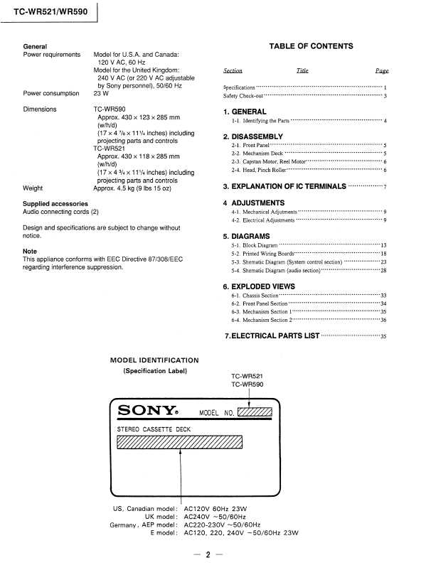 Сервисная инструкция Sony TC-WR521, TC-WR590