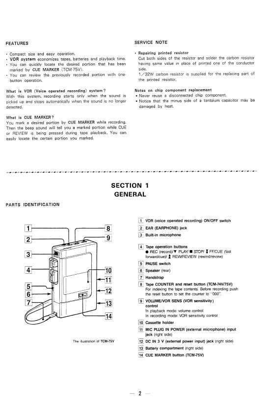 Сервисная инструкция Sony TCM-72V, TCM-74V, TCM-75V