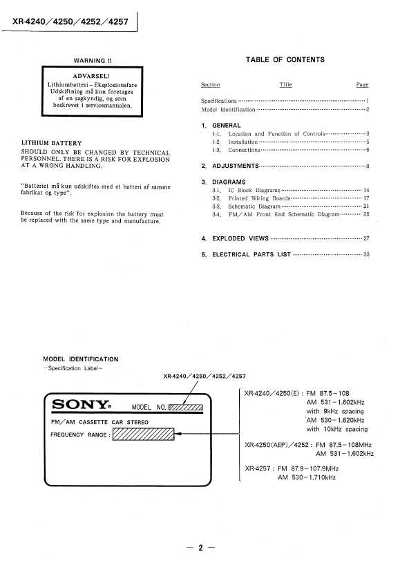 Сервисная инструкция Sony XR-4240, XR-4250