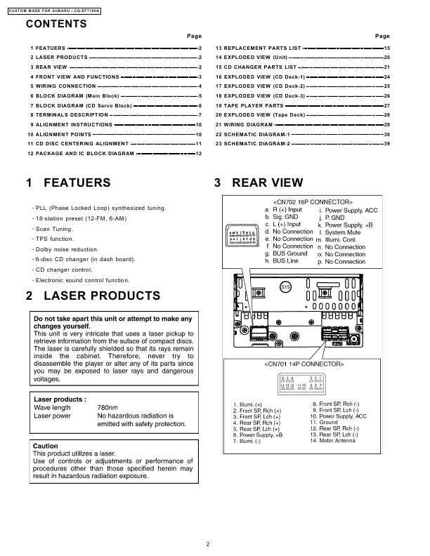 Сервисная инструкция Panasonic CQ-EF7180A
