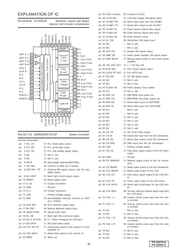 Сервисная инструкция Clarion PS-3027K-A, 3028K-A