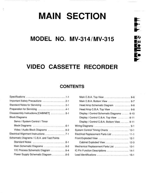 Сервисная инструкция Teac MV-314, MV-315