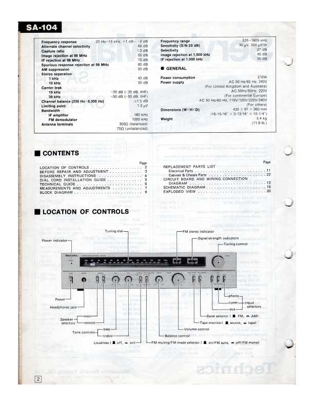 Сервисная инструкция Technics SA-104