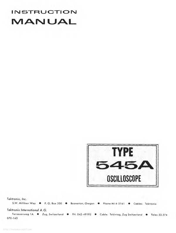 Сервисная инструкция Tektronix 545A Oscilloscope