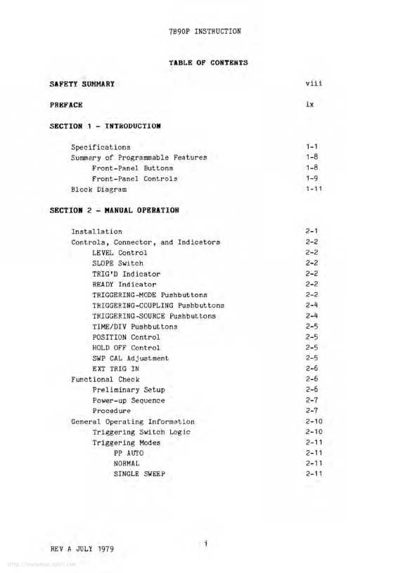 Сервисная инструкция Tektronix 7B90P