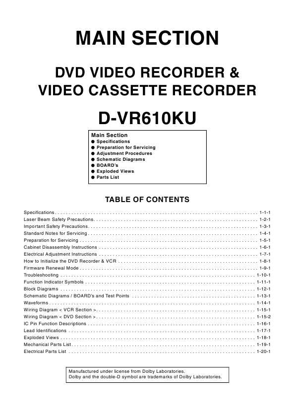 Сервисная инструкция Toshiba D-VR18DTKB