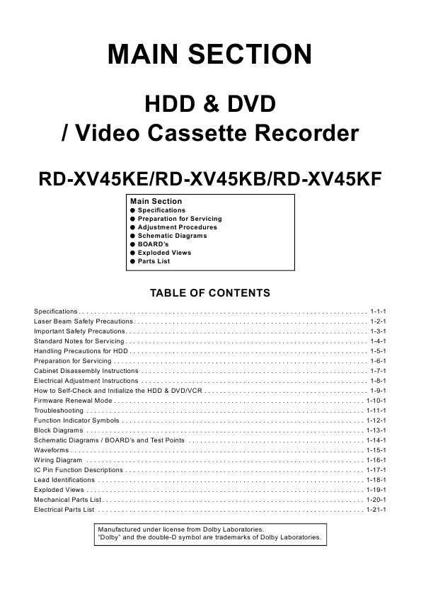 Сервисная инструкция Toshiba RD-XV45