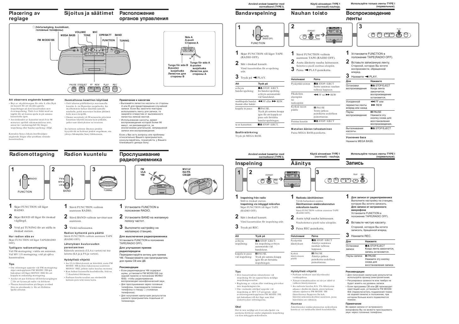 Инструкция Sony CFS-B21L