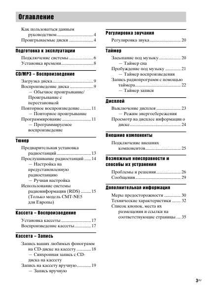 Инструкция Sony CMT-NE5